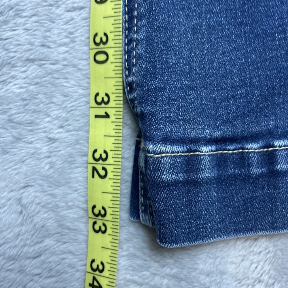 Kancan Womens Exposed Button Fly Jeans Sz 9/28 Blue Curvy Flare Hi Rise Stretch‎